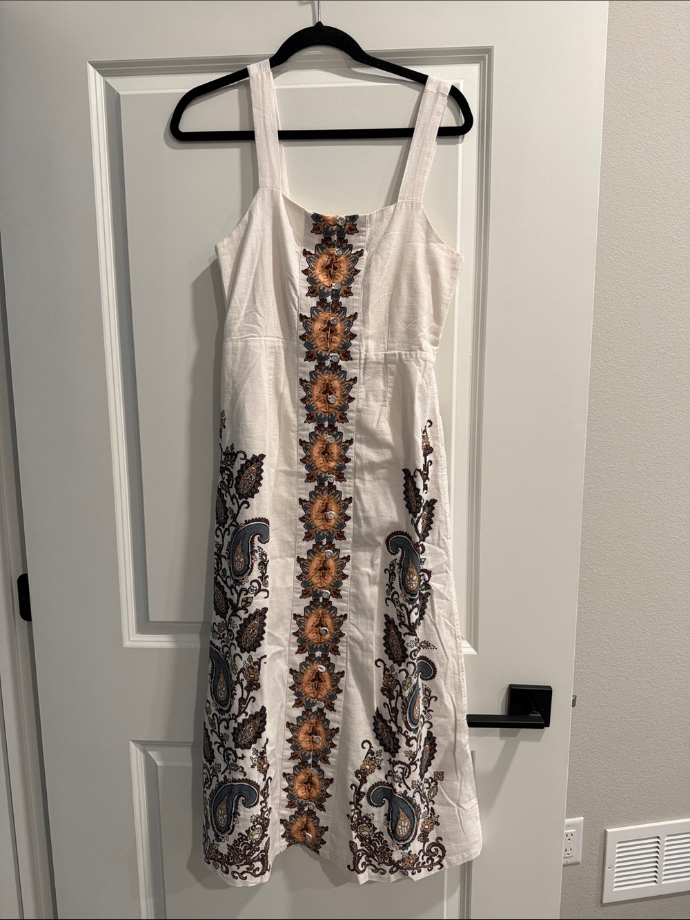 NWT Cleobella Jolene ankle White Embroidered Sunflower Midi Dress sz s